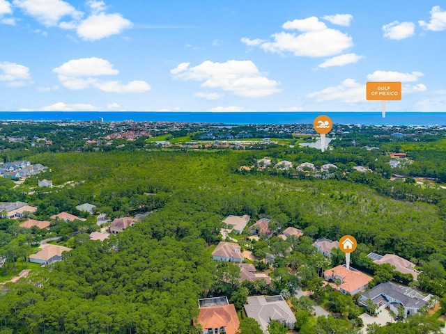 416 Admiral Ct, Destin, FL 32541 - aerial perspective of suburban area featuring a nearby body of water and a forest