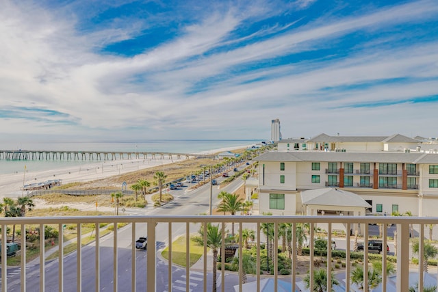 view of water feature featuring a beach view