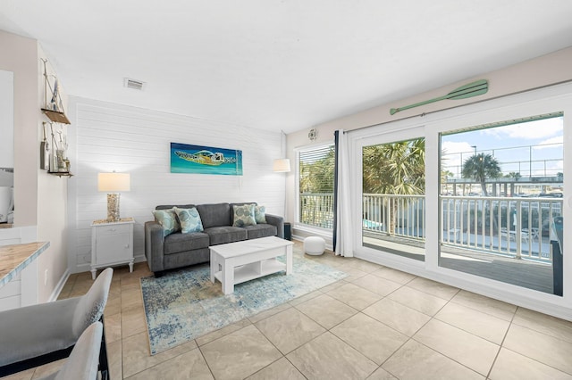 view of tiled living room