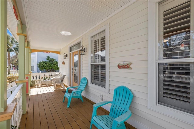 wooden deck featuring a porch