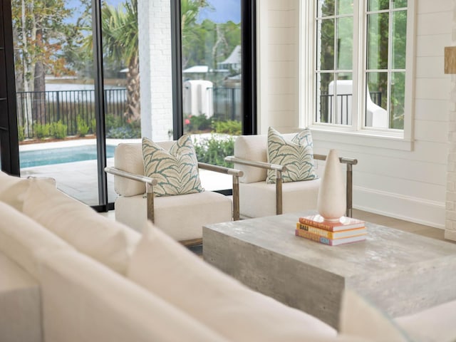 view of patio / terrace featuring a fenced in pool and an outdoor hangout area