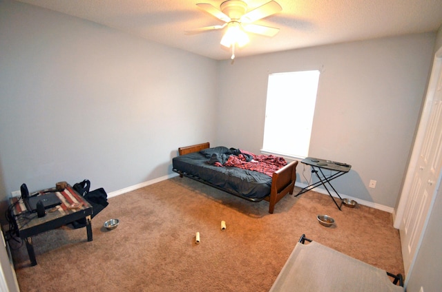 bedroom featuring carpet flooring and ceiling fan