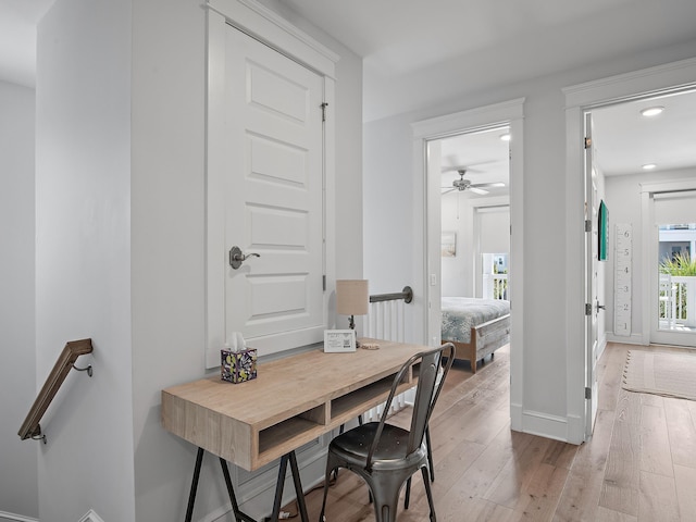 office space featuring light hardwood / wood-style floors