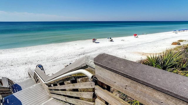 view of water feature with a view of the beach