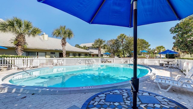 view of pool with a patio area