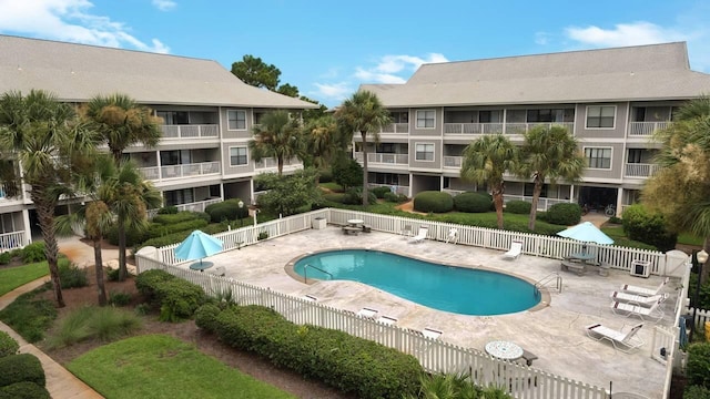 view of pool featuring a patio area