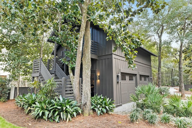 exterior space featuring a garage