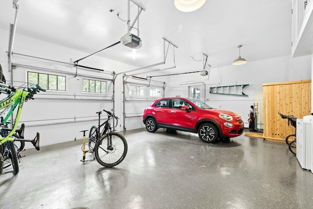 garage with a garage door opener