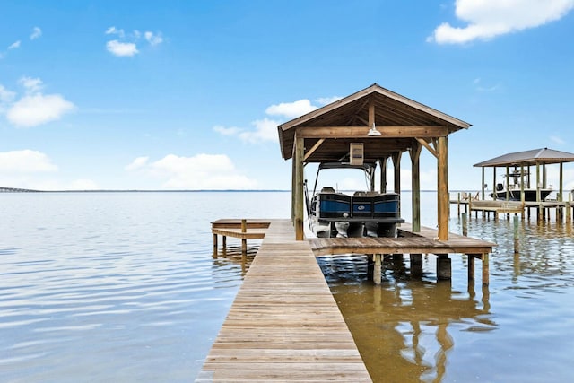 view of dock featuring a water view