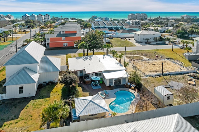 bird's eye view featuring a water view