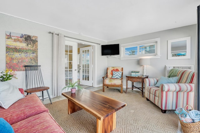 living room with french doors