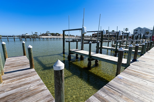 dock area featuring a water view