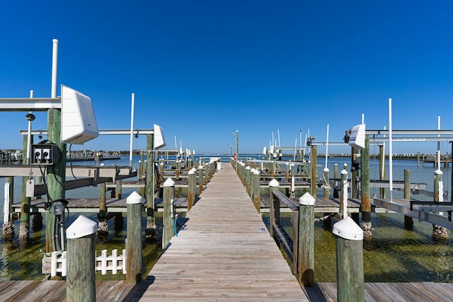 dock area featuring a water view