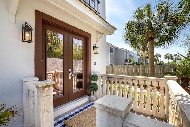 view of exterior entry with french doors