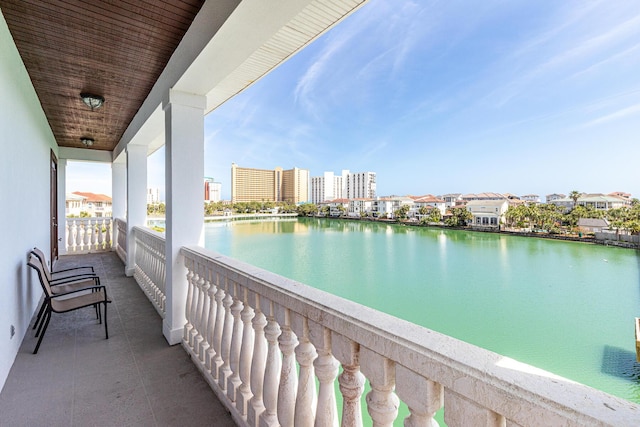 balcony with a water view