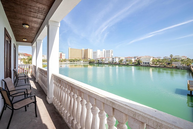 balcony with a water view