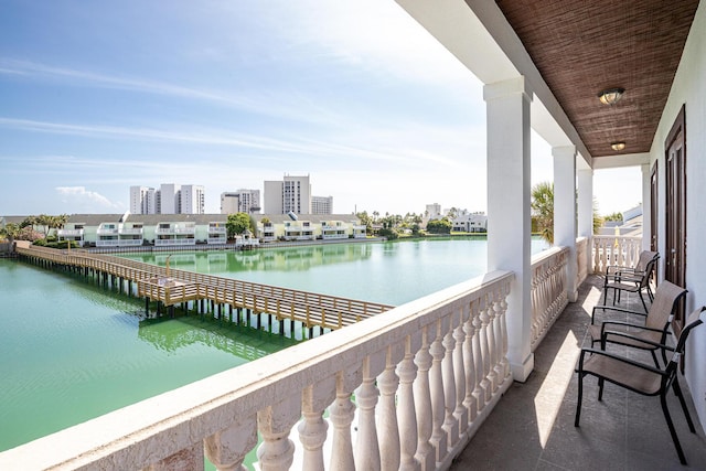 balcony with a water view