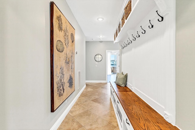 mudroom featuring light tile patterned floors