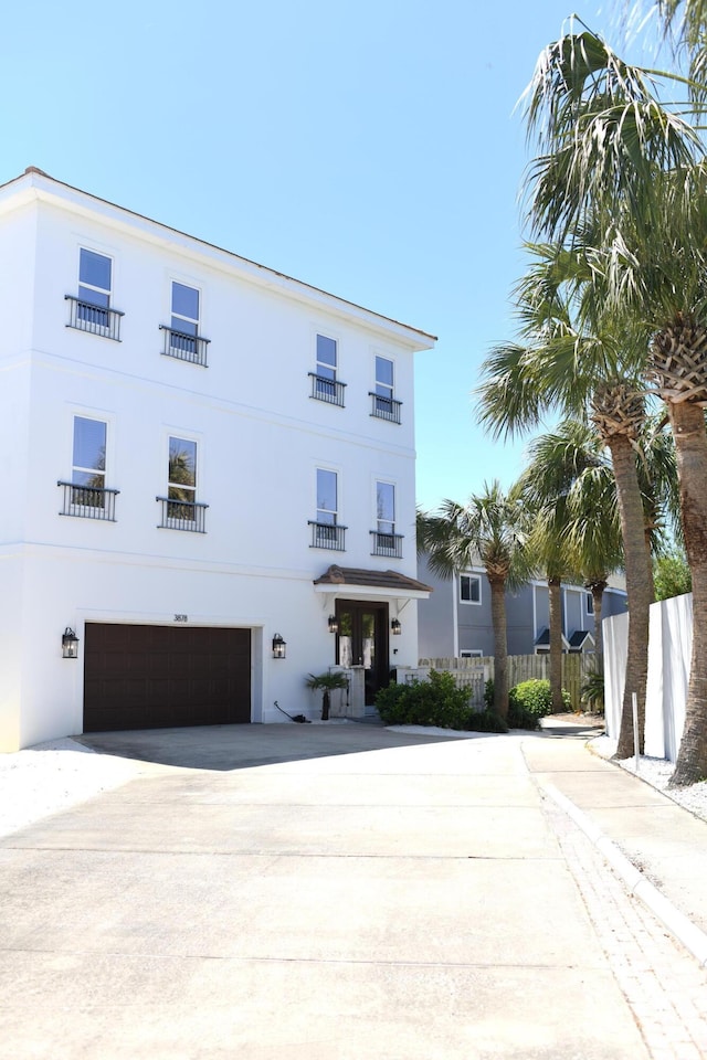 view of front of property with a garage