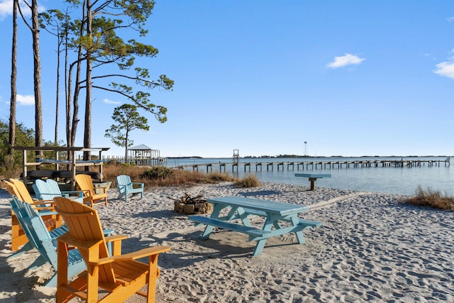 exterior space featuring a water view