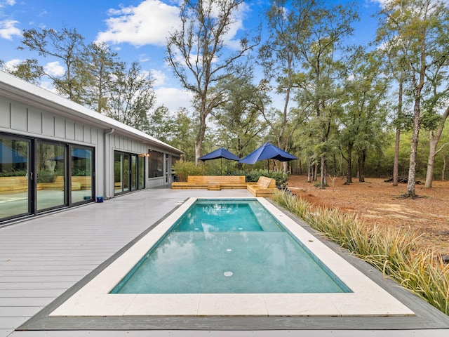 view of pool featuring a deck