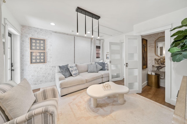 living room with hardwood / wood-style floors