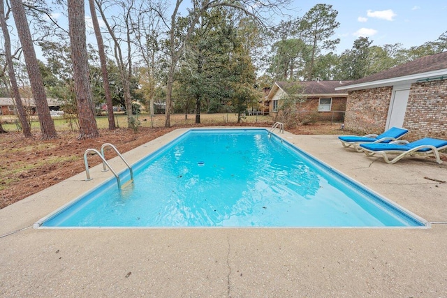 view of swimming pool with a patio