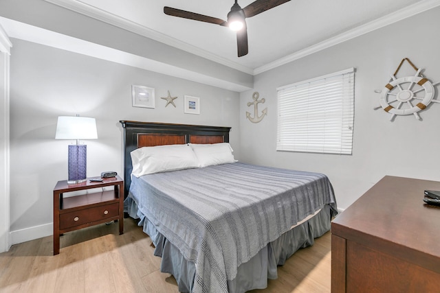 1110 Santa Rosa Blvd Unit C601, Fort Walton Beach, FL 32548 - bedroom with ceiling fan, baseboards, light wood-type flooring, and ornamental molding