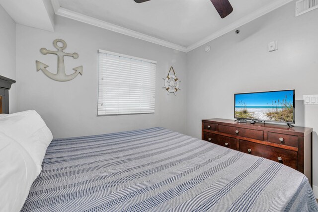 1110 Santa Rosa Blvd Unit C601, Fort Walton Beach, FL 32548 - bedroom featuring visible vents, a ceiling fan, and ornamental molding