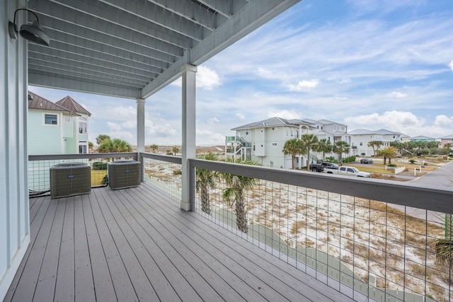 wooden deck featuring central AC