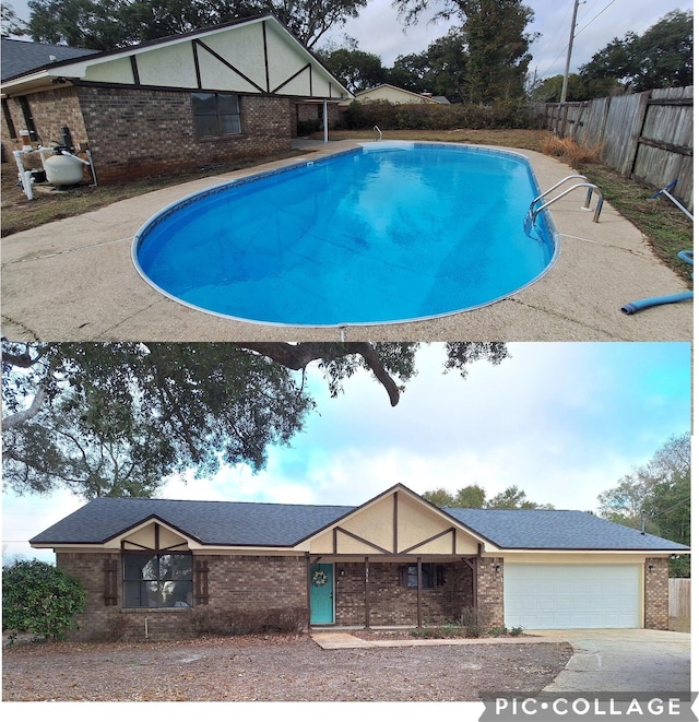 view of swimming pool featuring a fenced in pool and fence