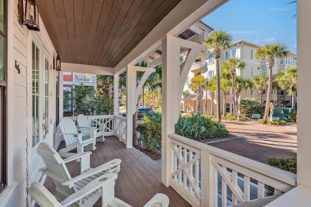 wooden deck featuring a porch