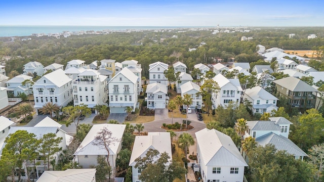 aerial view with a water view and a residential view