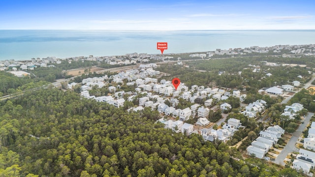 aerial view with a water view and a residential view