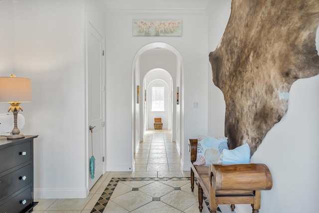 hallway with crown molding