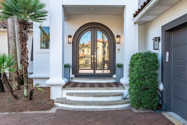 property entrance with french doors