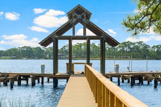 dock area featuring a water view