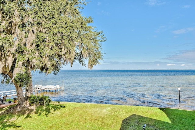 water view with a boat dock