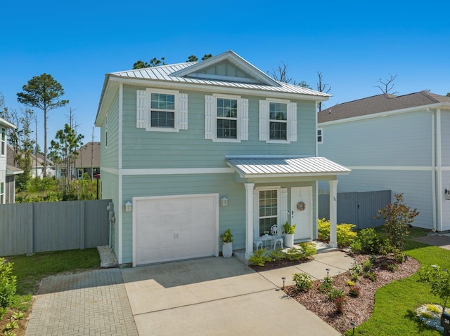 view of front facade with a garage