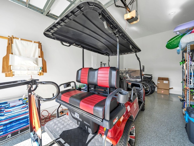 garage with a garage door opener