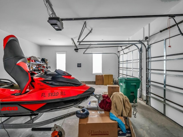 garage with a garage door opener