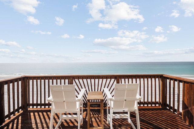 deck with a water view