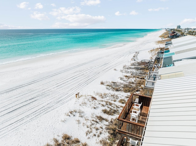 property view of water featuring a beach view