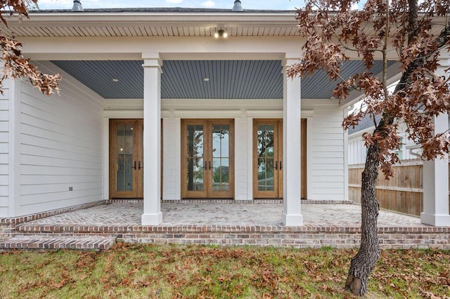 view of exterior entry with french doors