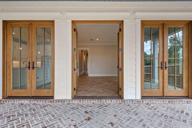 property entrance featuring french doors