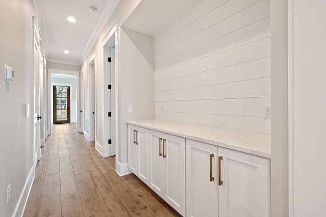 hallway featuring light wood-type flooring