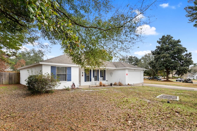 single story home with a garage