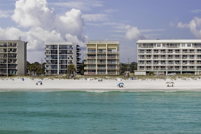 view of water feature featuring a view of the beach