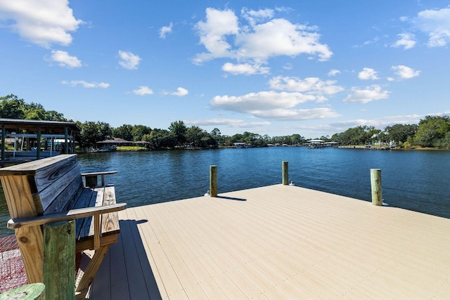 dock area with a water view