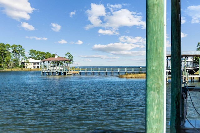 view of water feature featuring a dock